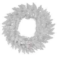 60" Sparkle White Spruce Wreath, Warm White LED Lights