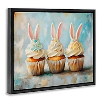 Stupell Industries Festive Bunny Ear Cupcakes Floating Frame Wall Art