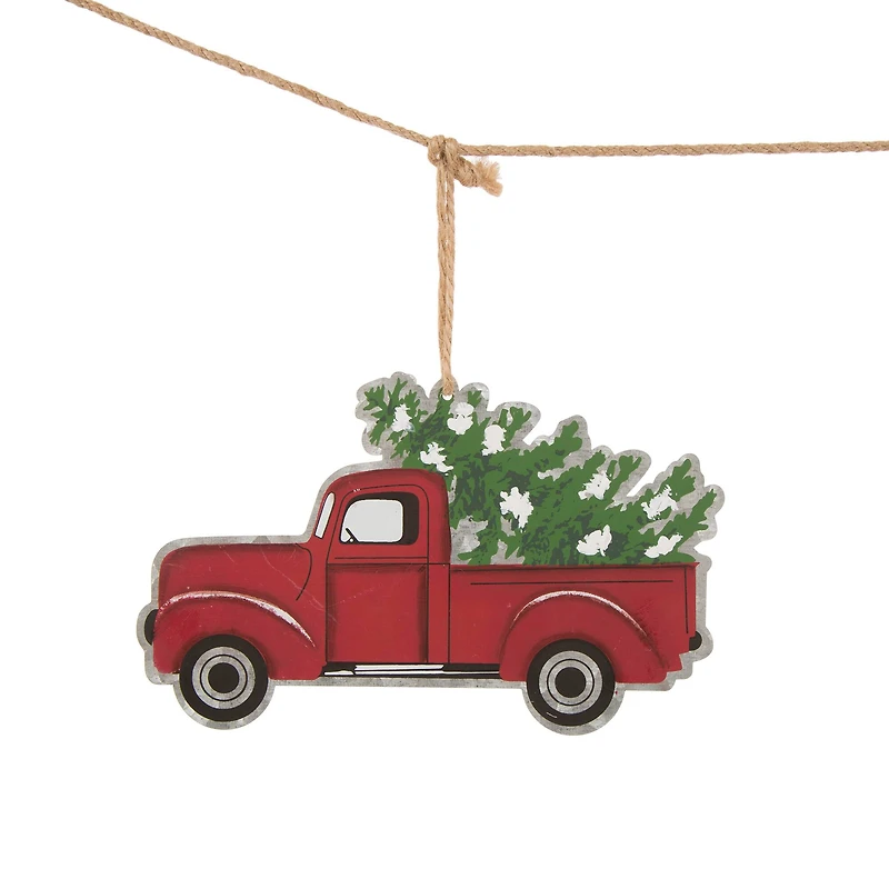 Glitzhome® 6ft. Metal Red Truck Garland Set