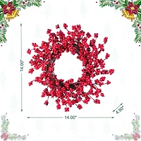 Glitzhome® 14"D Christmas Mini Red Berries Wreath Set