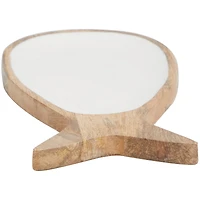 20" Mango Wood Fish Tray with White Enameled Interior