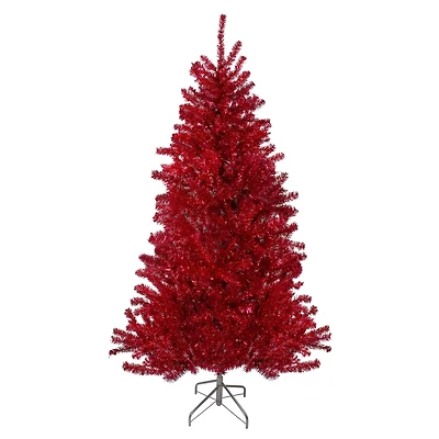 7ft. Unlit Metallic Red Tinsel Artificial Christmas Tree