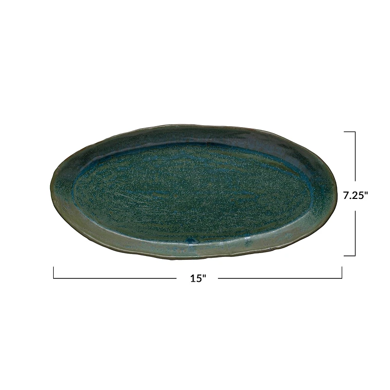 Hello Honey® Matte Green Reactive Glaze Stoneware Plate Set