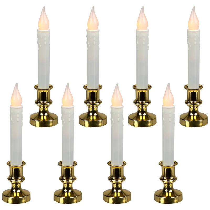LED Flickering Window Candles with Timer - 8.5" - Set of 8