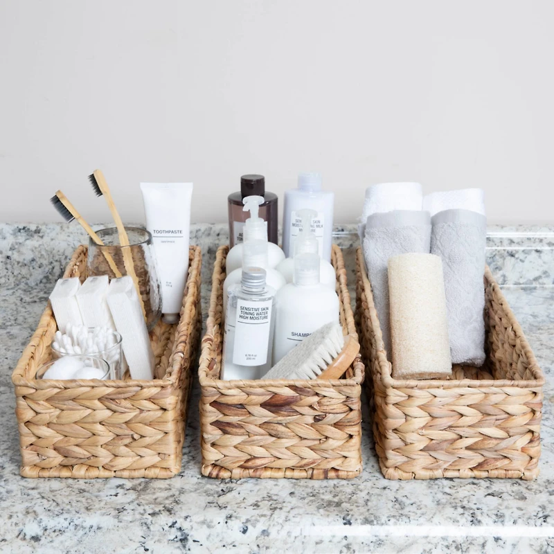 Household Essentials Water Hyacinth Rectangular Storage Basket