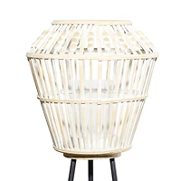 White Metal Natural Lantern, 55" x 13" x 13"