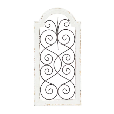 20" White Wood Vintage Ornamental Wall Decor