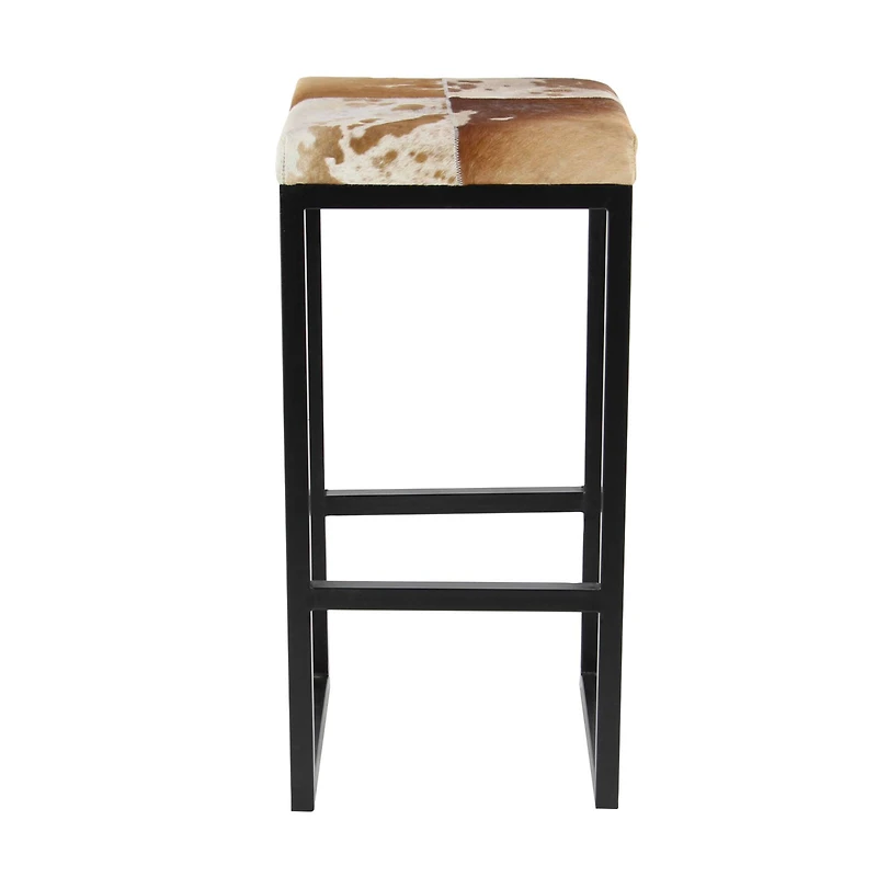 Brown Iron Industrial Stool, 29" x 14" x 14"