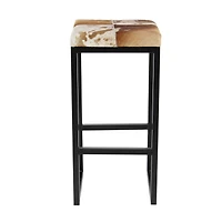 Brown Iron Industrial Stool, 29" x 14" x 14"
