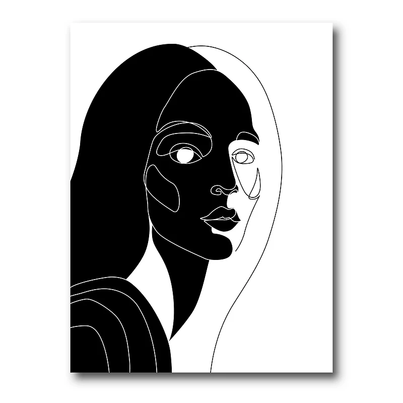 Designart - Retro Monochrome Minimal Portrait of Young Woman