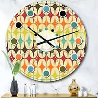 Designart 'Abstract Retro Geometric Pattern V Mid-Century Modern Wall Clock