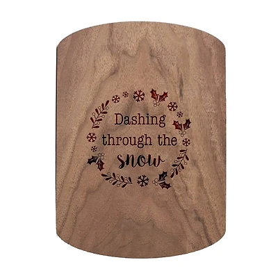 Dashing Through the Snow 11" x 8" Walnut Oval Cutting Board