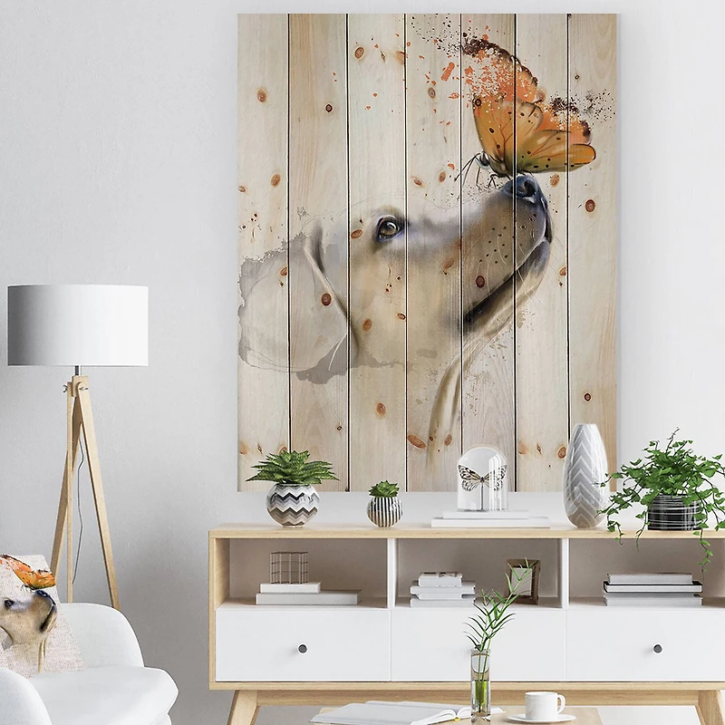 Designart - Golden Retriever Dog with Butterfly