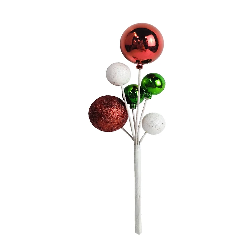 10" Red, Green & White Ball Ornament Pick by Ashland®