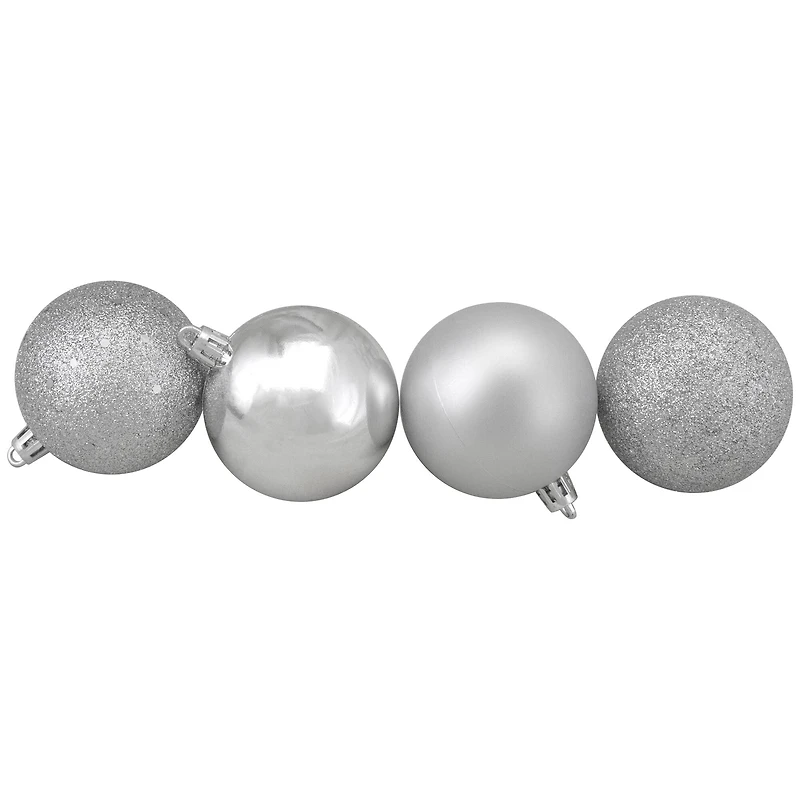 60ct. 2.5" 4-Finish Silver Shatterproof Ball Ornaments