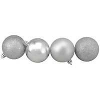 60ct. 2.5" 4-Finish Silver Shatterproof Ball Ornaments