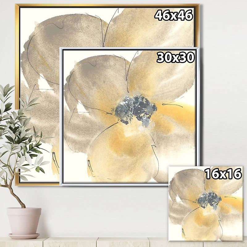 Designart - Galm Flower Tones II - Traditional Framed Canvas
