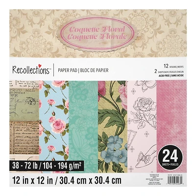 12" x 12" Coquette Floral Paper Pad by Recollections™, 24 Sheets