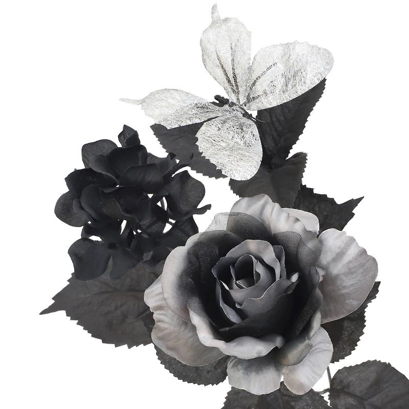18.5" Black & Gray Rose & Silver Butterfly Bush by Ashland®