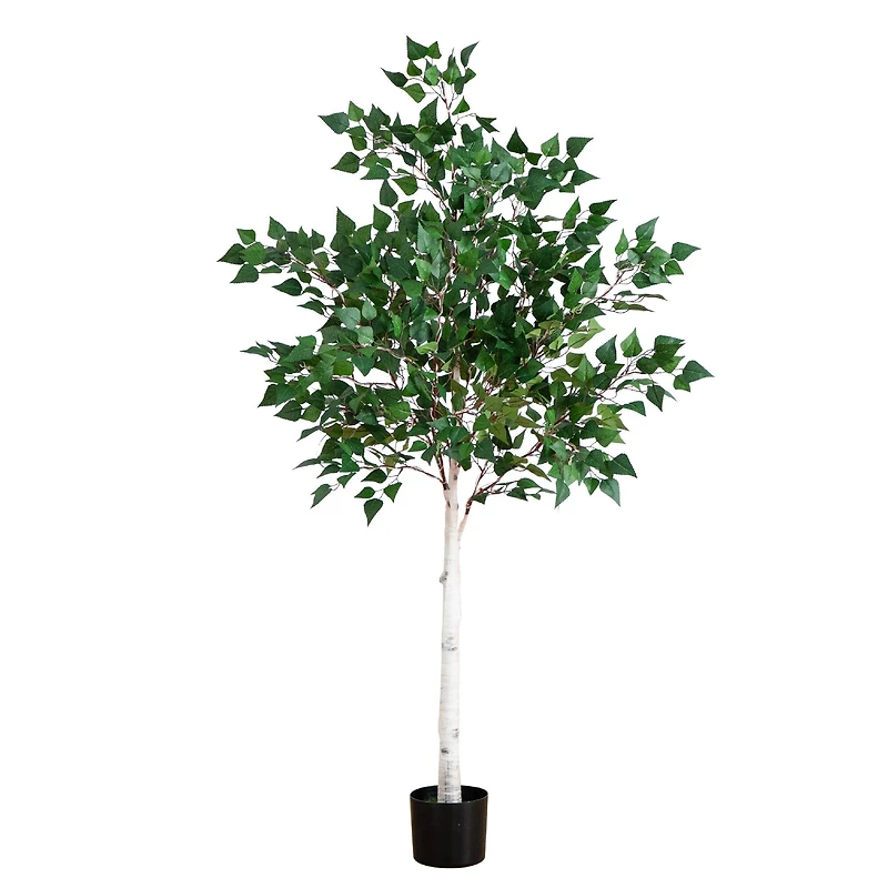 5ft. Potted Pre-Lit Artificial Birch Tree with Warm White LED Lights