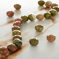Green & Orange Unakite Faceted Coin Beads, 8mm by Bead Landing™