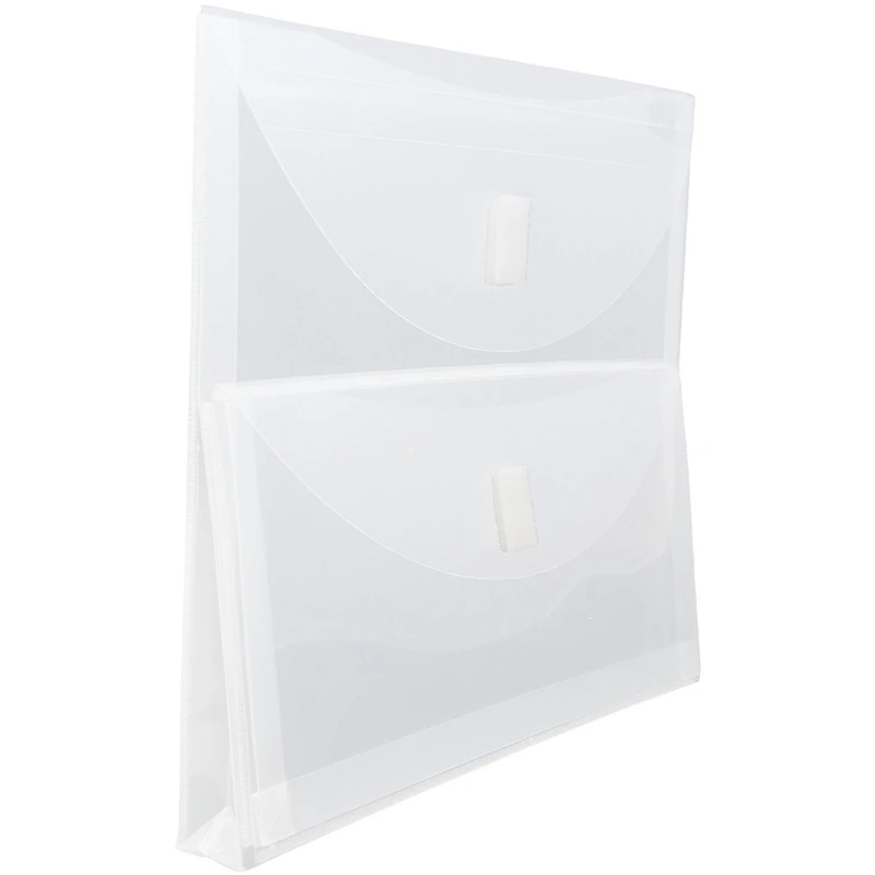 JAM Paper 9.5" x 11.5" Clear 2-Pocket Plastic Hook & Loop Closure Envelopes, 12ct.