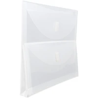 JAM Paper 9.5" x 11.5" Clear 2-Pocket Plastic Hook & Loop Closure Envelopes, 12ct.