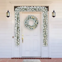 Glitzhome® 6ft. Pre-Lit Snow Flocked Christmas Garland, 2ct.