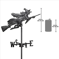 Design Toscano Roof Mount Windblown Wicked Witch Metal Weathervane