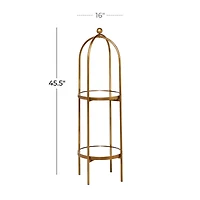 Gold Metal Glam Standing Mirror Shelves, 46" x 16" x 18"