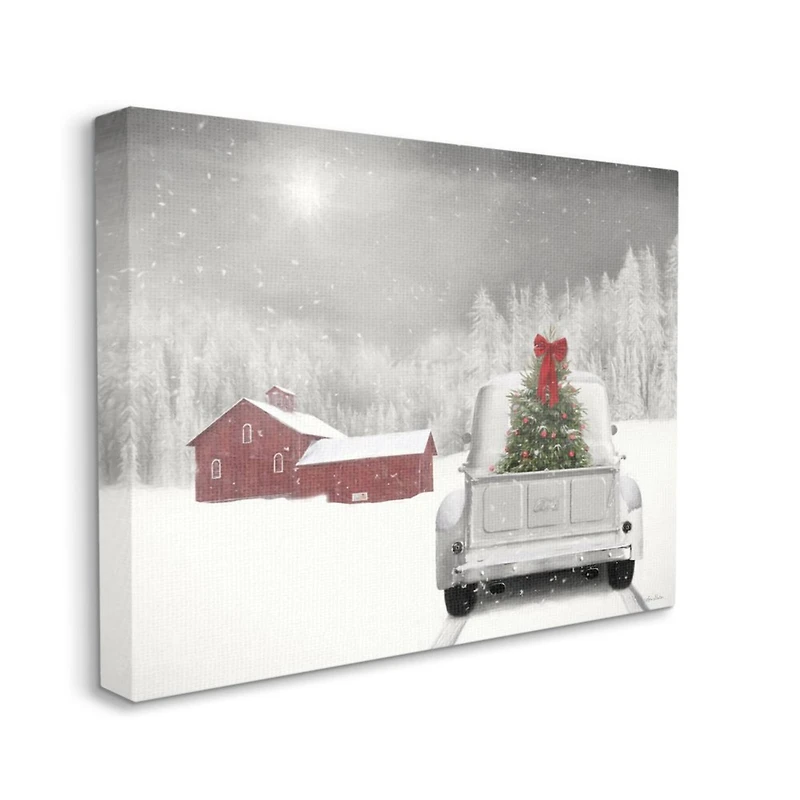 Stupell Industries Christmas Tree at Twilight Snowy Holiday Scene Canvas Wall Art