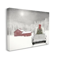 Stupell Industries Christmas Tree at Twilight Snowy Holiday Scene Canvas Wall Art