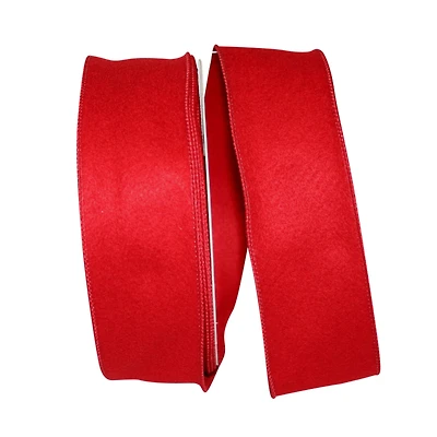 JAM Paper 2.5" x 20yd. Scarlet Wired Felt Holiday Ribbon