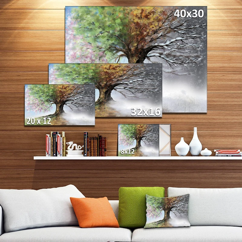 Designart - Tree with Four Seasons - Large Tree Painting Canvas Art Print