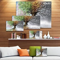Designart - Tree with Four Seasons - Large Tree Painting Canvas Art Print