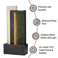 Glitzhome® 38.25" Modern LED Textured Surface Outdoor Floor Fountain