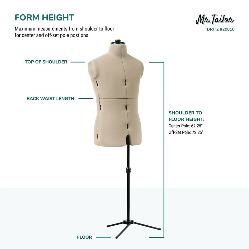 Dritz® Mr. Tailor Male Dress Form with Adjustable Tri-Pod Stand