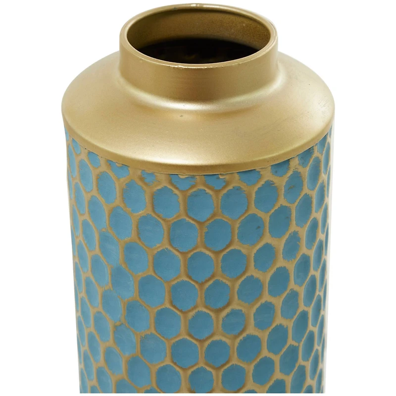 Light Blue Metal Glam Vase, Set of 2