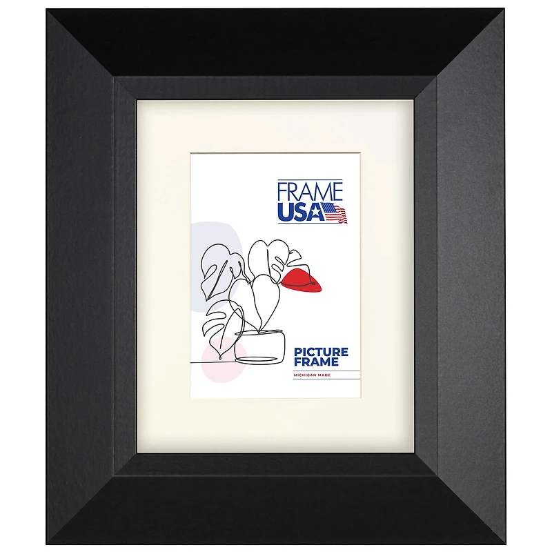 Frame USA Black Series Large Black Single Image Picture Frame with Mat