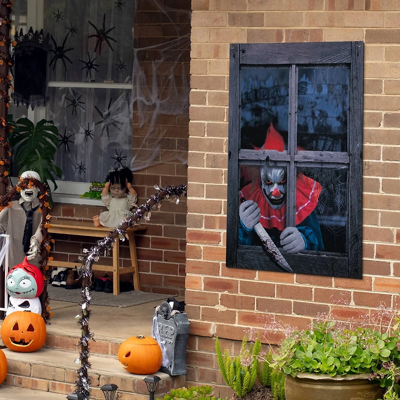 47" Creepy Clown Scary Window Halloween Decoration