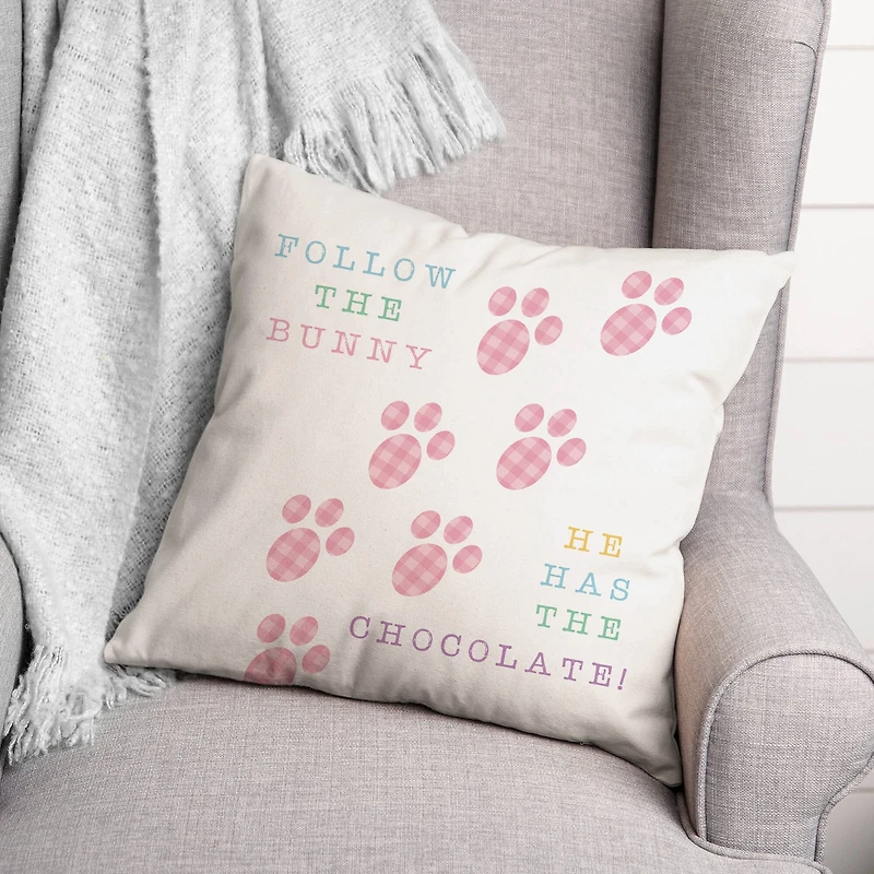 Bunny Has Chocolate 18" x 18" Throw Pillow