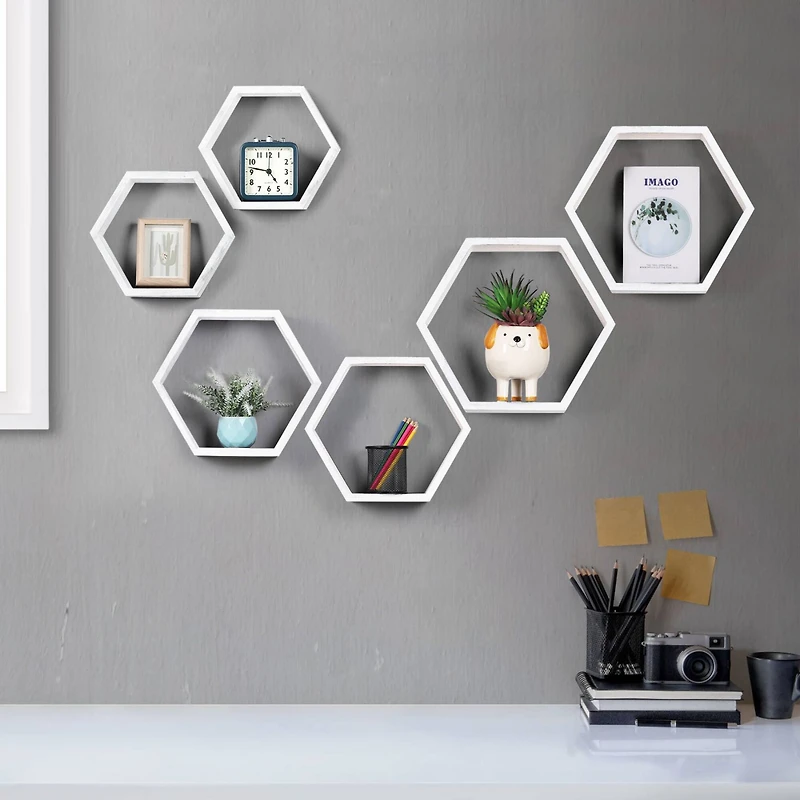 NEX™ LIANTRAL Hexagon Floating Wood Shelves Set