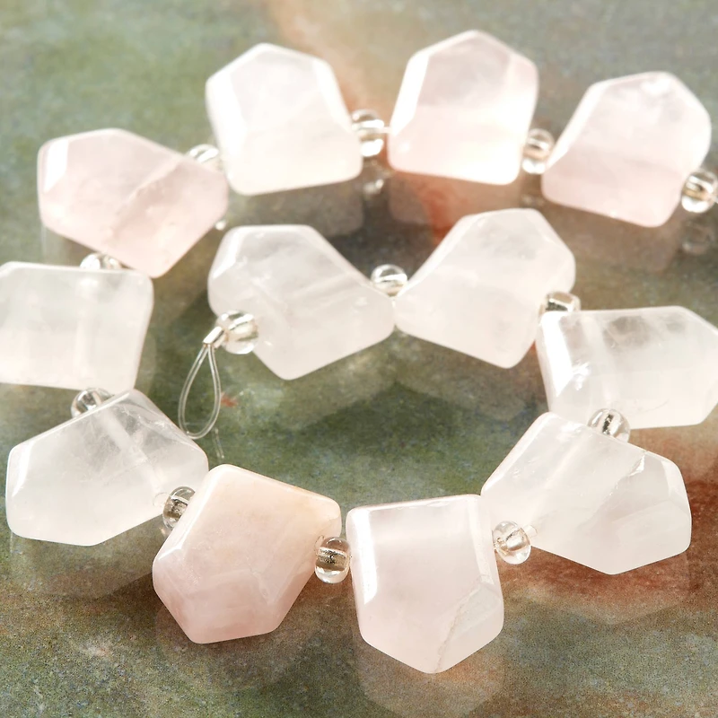 12 Pack: Rose Quartz Arrow Beads by Bead Landing™, 18mm