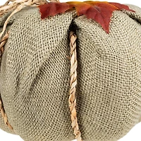 7" Green Burlap Autumn Harvest Tabletop Pumpkin