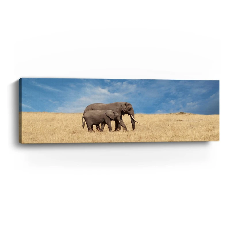 Elephant And Her Calf Canvas Giclee