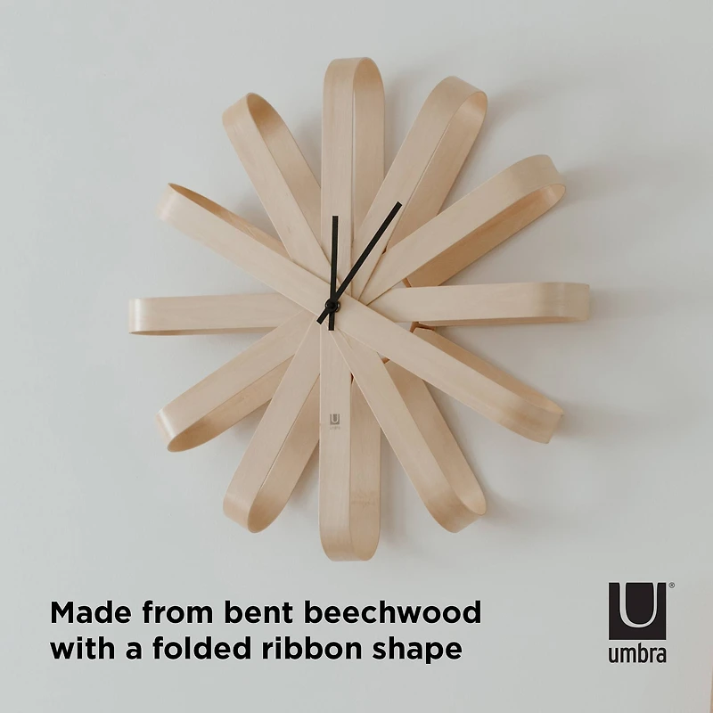 Umbra 20" Natural Ribbonwood Round Wall Clock