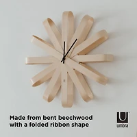 Umbra 20" Natural Ribbonwood Round Wall Clock