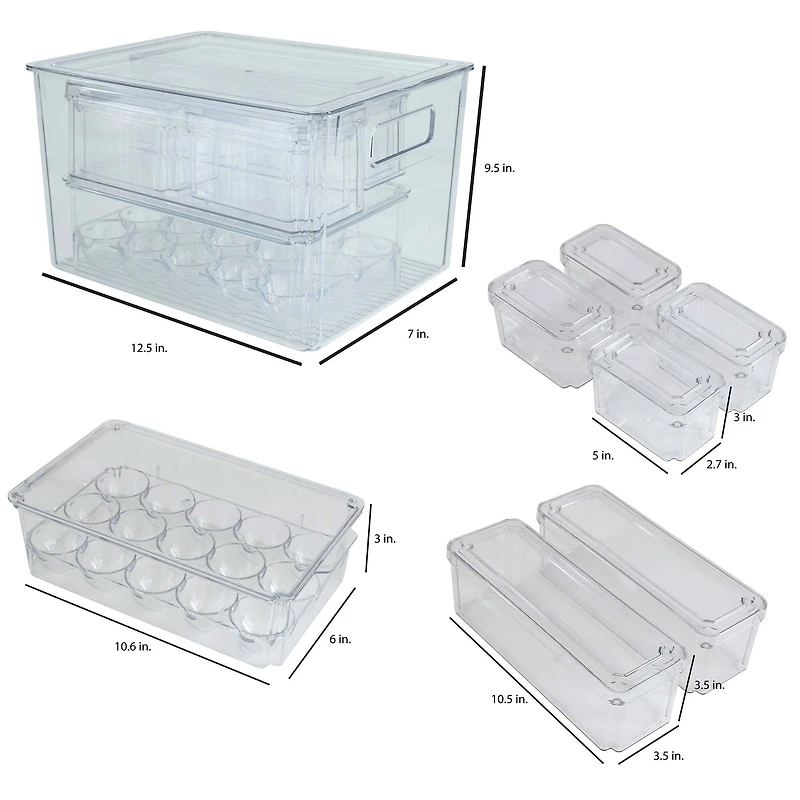 Kitchen Details Clear 8 Piece Refrigerator Organizer Set