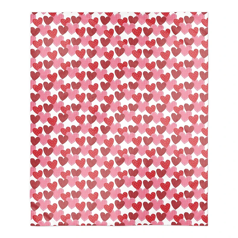 Patchwork Heart Pattern Sherpa Fleece Blanket