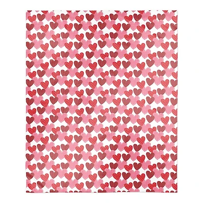 Patchwork Heart Pattern Sherpa Fleece Blanket